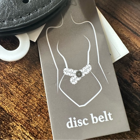 Haute Hippie Black Faux Leather Disc Belt Silver Accents Western Bohemian NWT - Picture 6 of 7